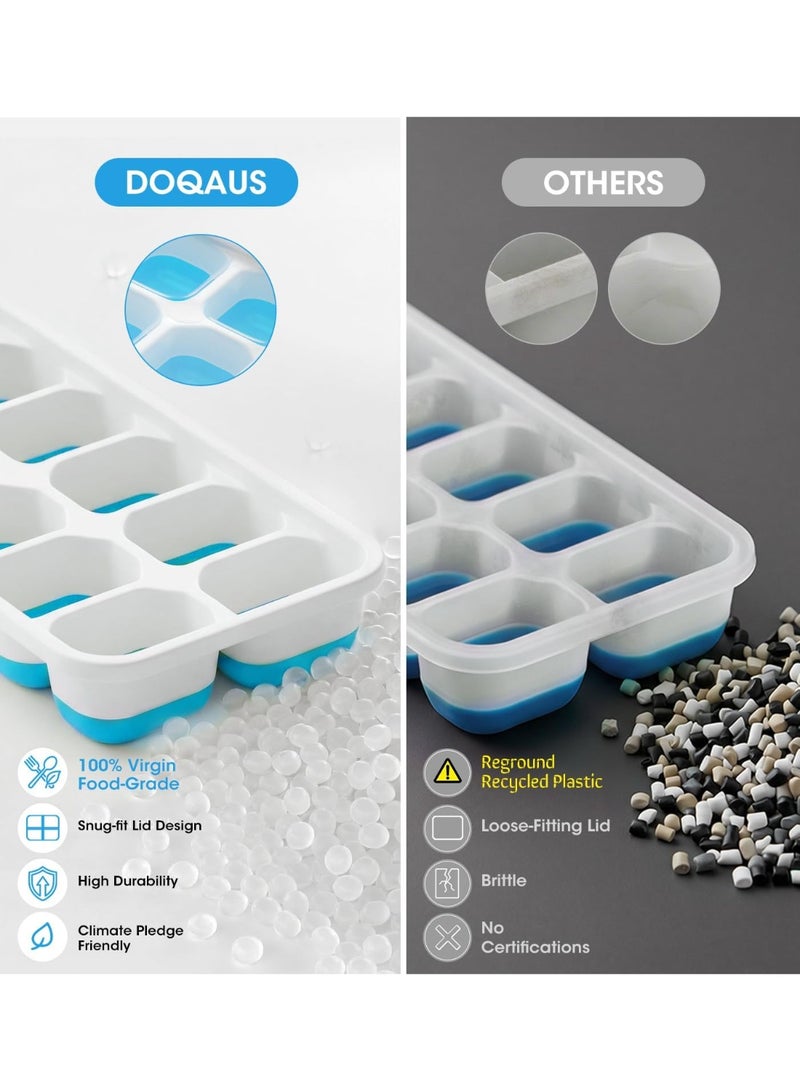 4 Pack Silicone Ice Cube Tray Set with Lid, Storage Bin & Scoop, Stackable BPA-Free Ice Cube Trays for Freezer, Easy Release Ice Bucket Kit for Kitchen, Coffee, Cocktails & RV - Image 2