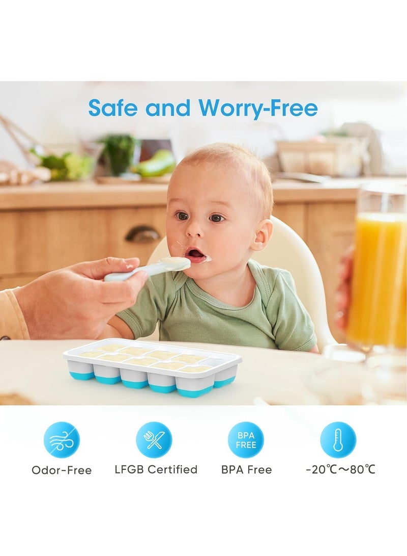 4 Pack Silicone Ice Cube Tray Set with Lid, Storage Bin & Scoop, Stackable BPA-Free Ice Cube Trays for Freezer, Easy Release Ice Bucket Kit for Kitchen, Coffee, Cocktails & RV - Image 3