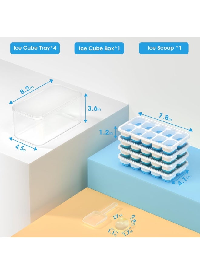4 Pack Silicone Ice Cube Tray Set with Lid, Storage Bin & Scoop, Stackable BPA-Free Ice Cube Trays for Freezer, Easy Release Ice Bucket Kit for Kitchen, Coffee, Cocktails & RV - Image 5