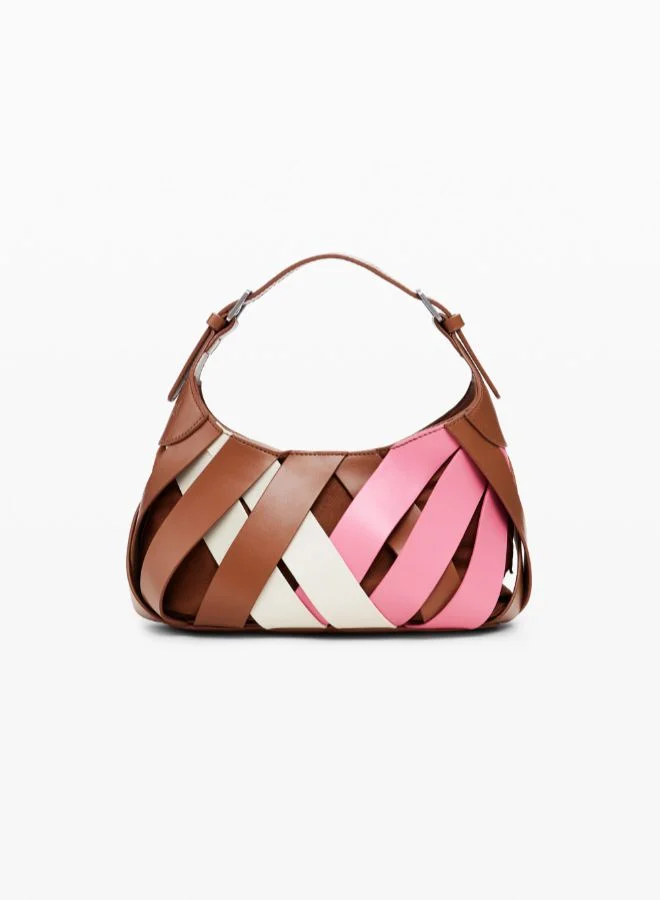 Medium braided faux leather bag