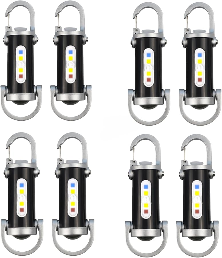 8 قطع مصغرة سلسلة مفاتيح مصباح يدوي فائق السطوع مقاوم للماء LED USB نوع C قابلة لإعادة الشحن - Image 2