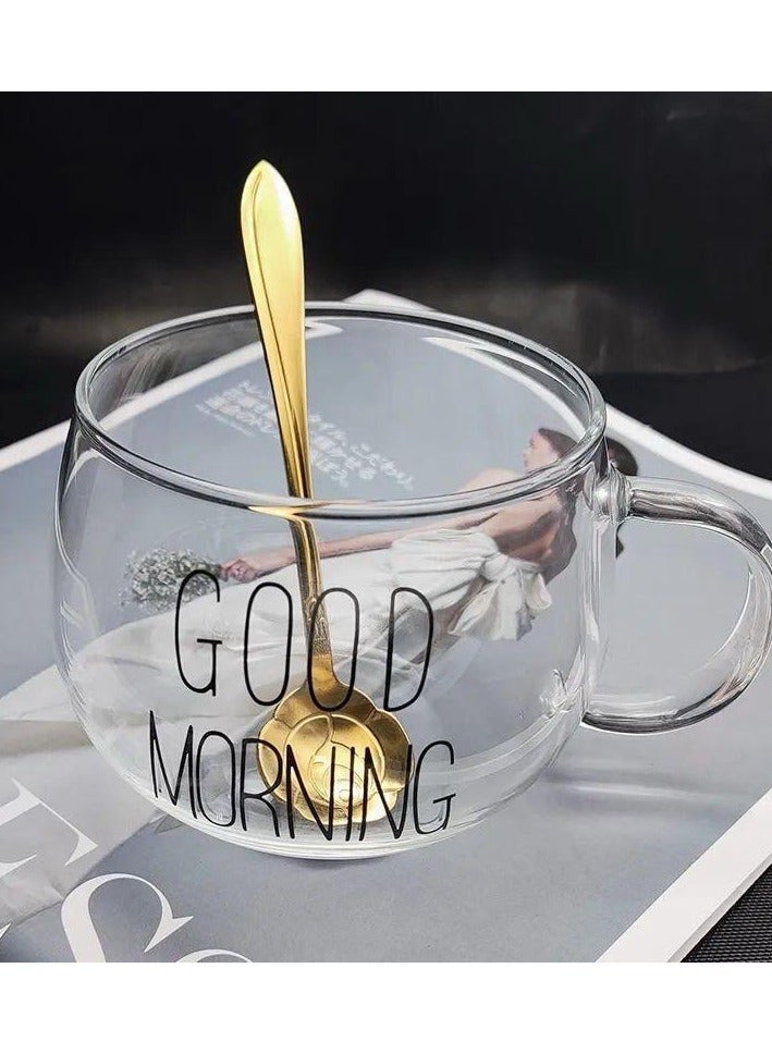 كوب قهوة وشاي مطبوع عليه عبارة "Good Morning" أبيض  - Image 3