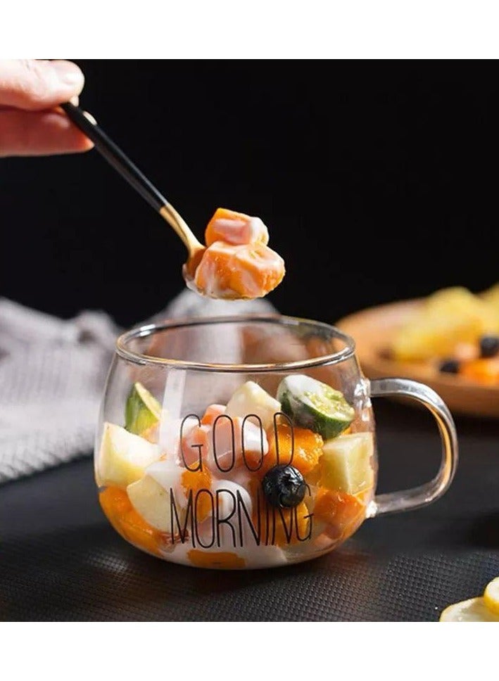 كوب قهوة وشاي مطبوع عليه عبارة "Good Morning" أبيض  - Image 2