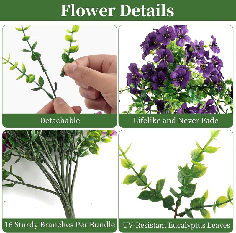 ColoPlay Artificial Hanging Flowers for Outdoors Faux Plants, 2PCS Artificial Outdoor Flowers for Spring Decor, UV Resistan Realistic Daisy Fake Hanging Plants for Indoor Planter Garden Porch(Purple) - Image 3