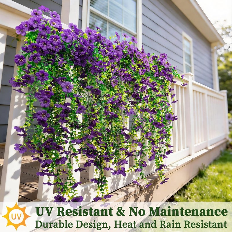 ColoPlay Artificial Hanging Flowers for Outdoors Faux Plants, 2PCS Artificial Outdoor Flowers for Spring Decor, UV Resistan Realistic Daisy Fake Hanging Plants for Indoor Planter Garden Porch(Purple) - Image 4