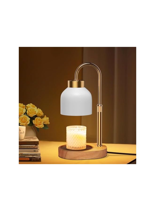 The Bros مصباح تسخين الشموع - قابل للتعتيم مع 2 لمبة، ارتفاع قابل للتعديل لشموع الجرار الصغيرة والكبيرة، جهاز كهربائي لصهر الشموع لتزيين المنزل (أبيض) - Image 3