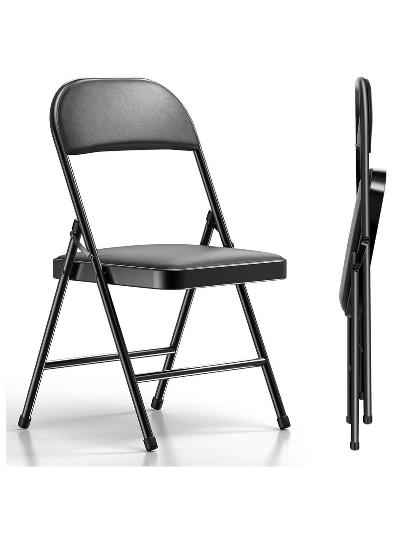 إي سي في في كرسي قابل للطي مع مقاعد مبطنة، كرسي محمول متعدد الوظائف للمنزل والمكتب والصيد في الهواء الطلق، أسود - Image 1