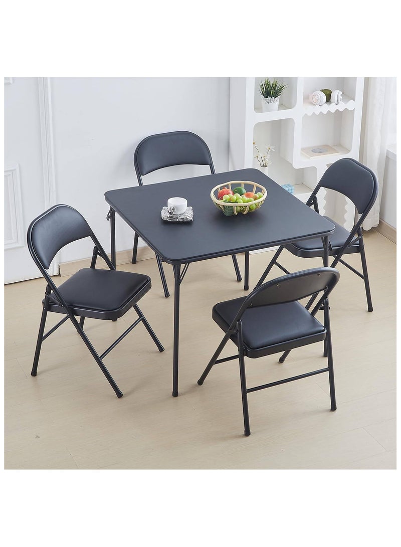 إي سي في في كرسي قابل للطي مع مقاعد مبطنة، كرسي محمول متعدد الوظائف للمنزل والمكتب والصيد في الهواء الطلق، أسود - Image 2