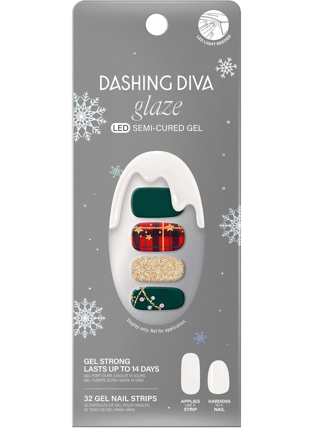 DASHING DIVA Dashing Diva Glaze Nail Strips - Victorian Plaid | Works with Any LED Nail Lamp | Long Lasting, Chip Resistant, Gel Nail Strips | 32 Salon Quality Nail Wraps, 2 Prep Pad, 1 Nail File 