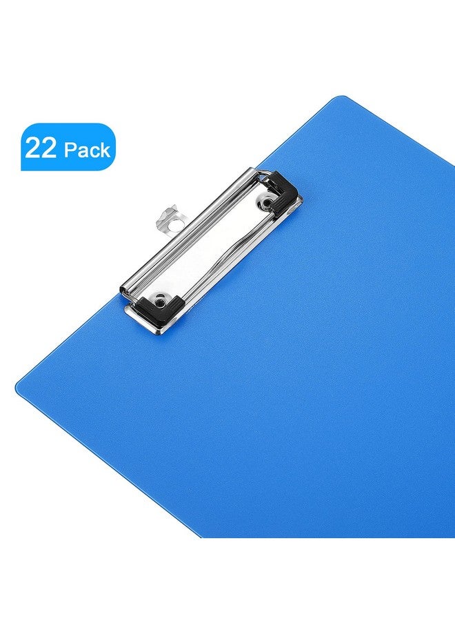 Chinco 22 Pieces Plastic Clipboards Multi Pack Clipboard Hanging Low Clip Clipboards Letter Size Clipboard Cute Portable Clip Board For Teacher Classroom Office Supplies (Blue Style) - Image 2