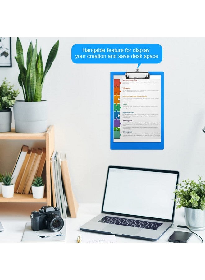 Chinco 22 Pieces Plastic Clipboards Multi Pack Clipboard Hanging Low Clip Clipboards Letter Size Clipboard Cute Portable Clip Board For Teacher Classroom Office Supplies (Blue Style) - Image 5