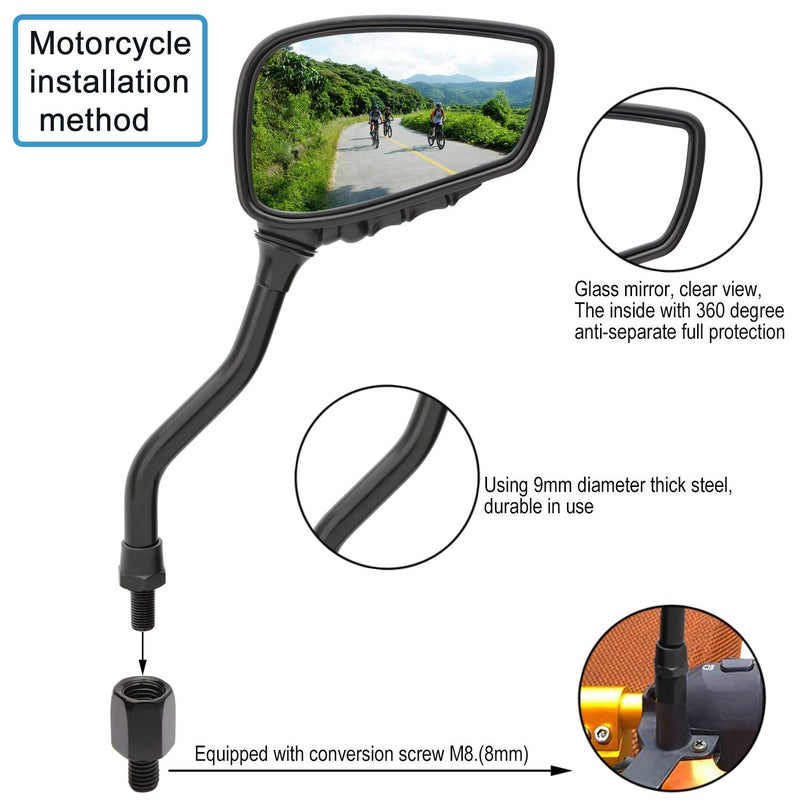 Topcabin 1 Pair Bicycle Mirror Big View Bike Rear View Mirror Blindsight Multi Angle Adjustable Bike Mirror Billet Aluminum Chrome Plated Outside Skull Claw Style Also Suitable For Motorcycle Mirror - Image 4