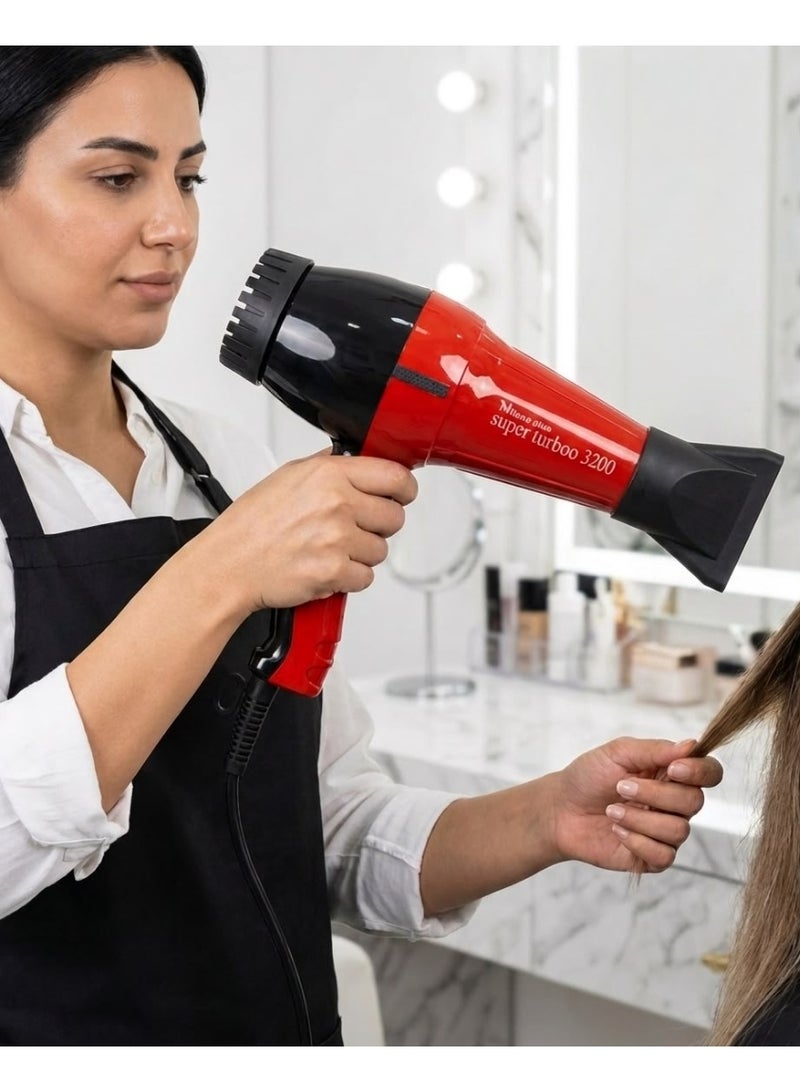 Milano Plus Hair Dryer Milano Plus Super Turbo Professional  1800W – High-Power Salon Blow Dryer with Hot & Cool Air Settings | Fast Drying | Lightweight | For Home & Professional Use - Image 4
