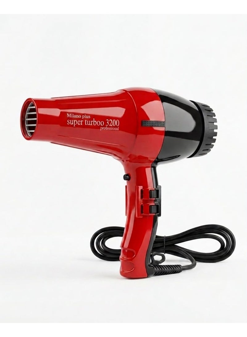 Milano Plus Hair Dryer Milano Plus Super Turbo Professional  1800W – High-Power Salon Blow Dryer with Hot & Cool Air Settings | Fast Drying | Lightweight | For Home & Professional Use - Image 1
