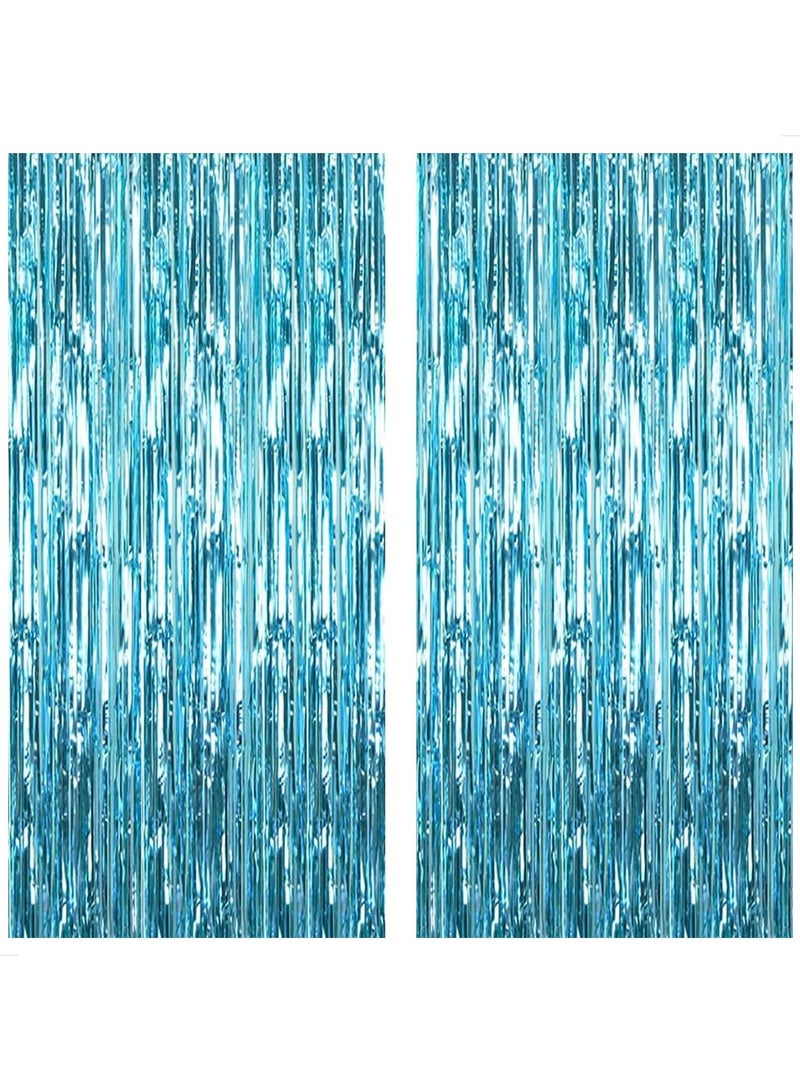 KATCHON Blue Fringe Curtain Backdrop Pack of 2 - Image 1