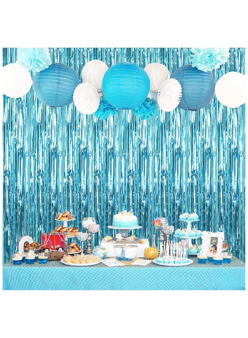 KATCHON Blue Fringe Curtain Backdrop Pack of 2 - Image 3