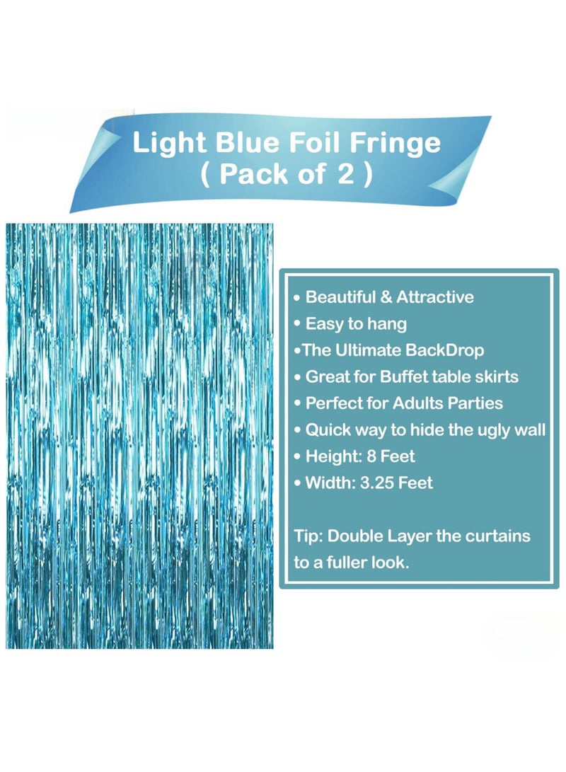 KATCHON Blue Fringe Curtain Backdrop Pack of 2 - Image 2