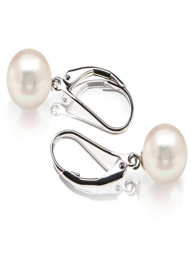 PAVOI 925 Sterling Silver Simulated Shell Pearl Earrings Leverback Dangle Studs 8mm - Image 3