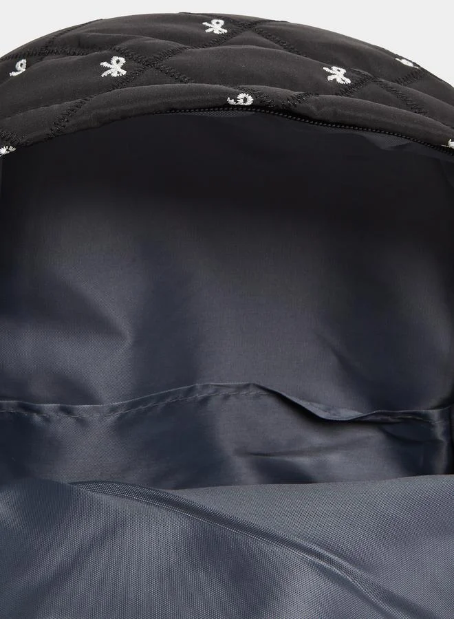 Styli  Women Black Quilted Look Backpack with Bow Detail  | Best Price UAE