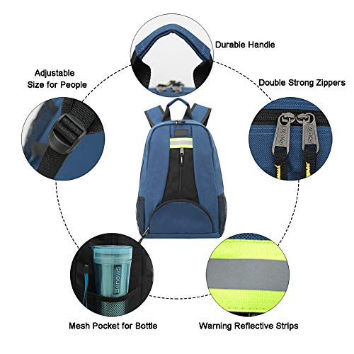 QEES Heavy Duty Tool Backpack, 1680D Oxford Cloth, Electrician's Bag With Durable Handles & Straps - Image 3
