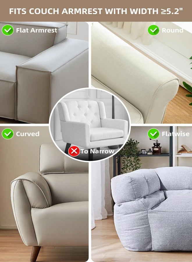 ROCDEER صينية مسند ذراع الأريكة من روكدير، صينية كبيرة من الخيزران لحمل الأكواب مع مساحة تخزين مخفية، مسند ذراع الأريكة محمول ومضاد للانسكاب للمشروبات والوجبات الخفيفة (أبيض) - Image 2