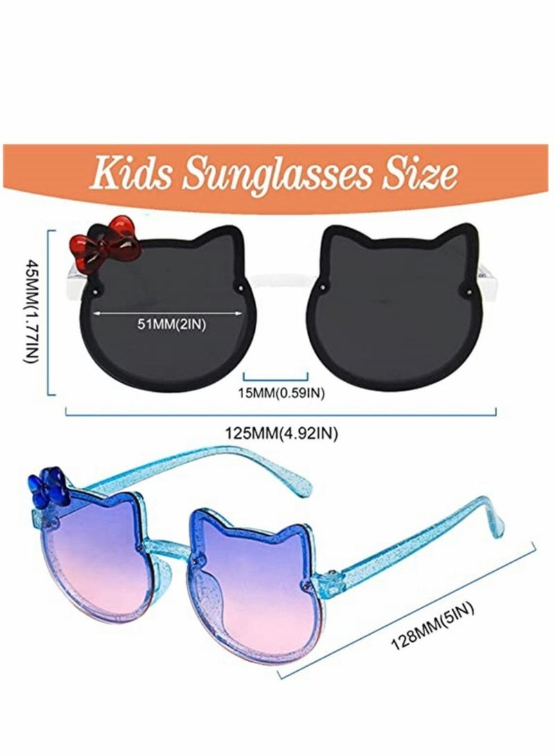 Kids Sunglasses 2 Pcs Cute Cat Shaped Child Sunglasses Polarized Sunglasses Neon Sunglasses UV Protection for Kids Boys Girls of 3-10 Years Old Birthday Party Beach Pool Supplies - Image 4