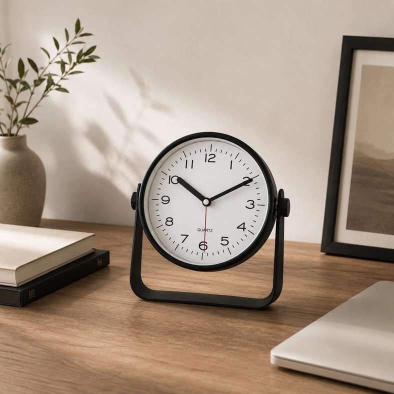 Pan Home Chronex Table Clock 17.5x17.4cm - Black - 195ZFH9900065 - Image 1