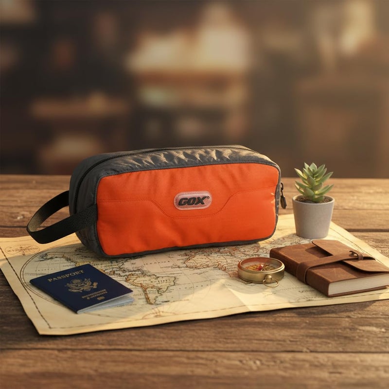 GOX Travel Small Toiletry Bag for Men Nylon Dopp Kit Medicine Bag Travel Organizer Pouch Shave Kits for Teens Toiletry Essentials Bathroom Compact (Orange, 7.9 * 3.7 * 2 Inches) - Image 4