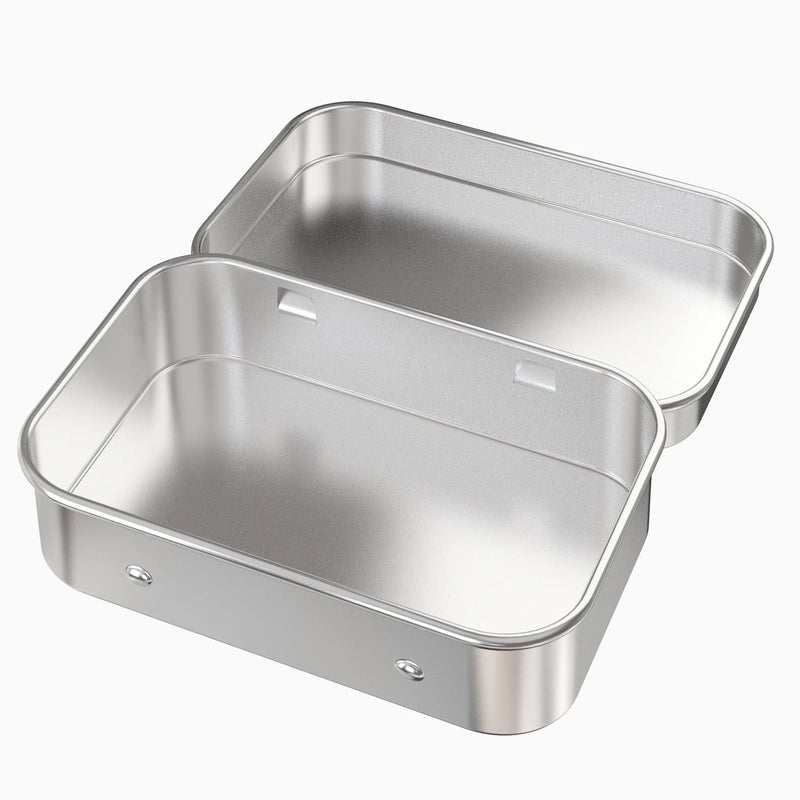 Hulless 6 Pcs Metal Hinged Tin Box Container Mini Portable Small Storage Container Kit with Lid for Home Storage 3.7x2.3x0.8 Inch, Silver - Image 2