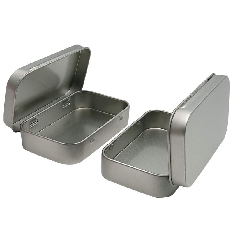 Hulless 6 Pcs Metal Hinged Tin Box Container Mini Portable Small Storage Container Kit with Lid for Home Storage 3.7x2.3x0.8 Inch, Silver - Image 5