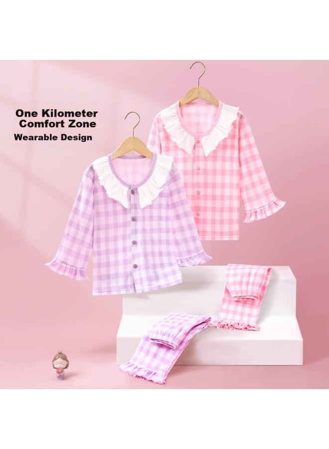 Deesha 100% Cotton Children's Pajamas Autumn Winter Girls Homewear Youth Student Baby Air Conditioning Suit Set - Image 1