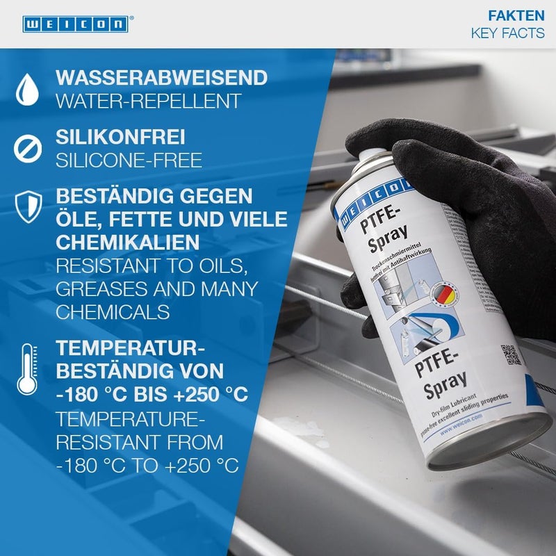 11300400 PFTE-Spray 400ml Heat-Resistant Dry Lubricant with Non-Stick Effect, White - Image 4