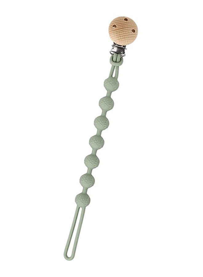 Snowflake Silicone Beaded Pacifier Clip, Bpa Free Wood Stainless Steel Clip Chain Soft Pacifier Holder, High Temperature Resistance Pacifier(Green) - Image 1