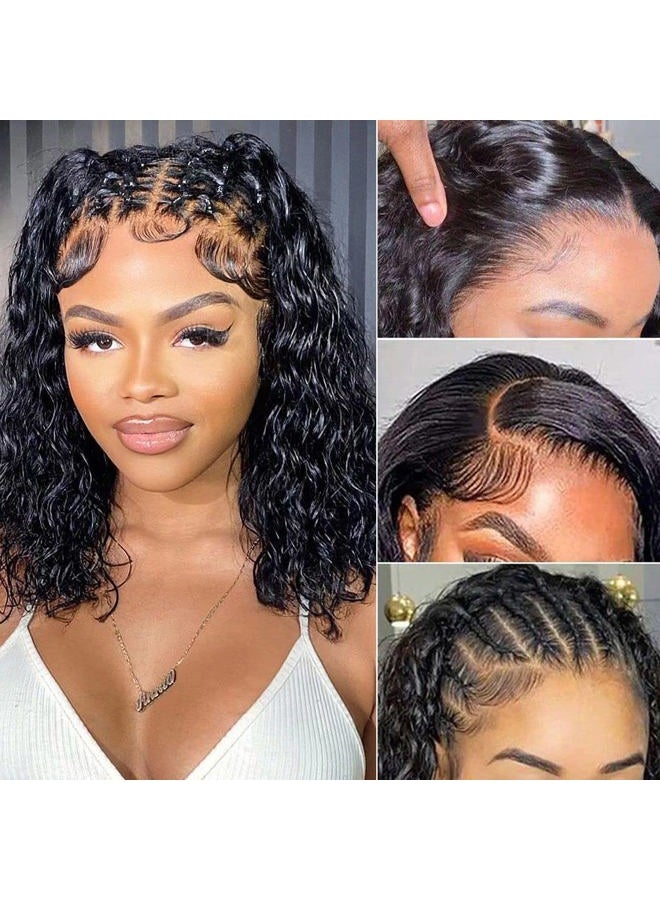WPPIKK 13x4 Lace Front Wigs For Black Women Human Hair Pre Plucked Brazilian Wet and Wavy Lace Front Wigs Human Hair Curly Lace Frontal Wigs Human Hair 150% density (12 Inch) - Image 1
