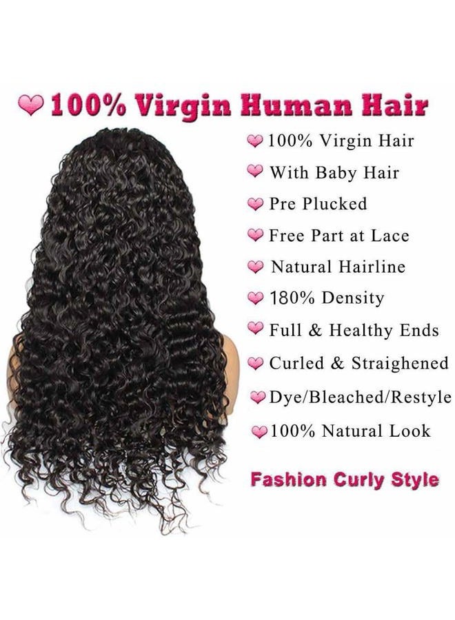WPPIKK 13x4 Lace Front Wigs For Black Women Human Hair Pre Plucked Brazilian Wet and Wavy Lace Front Wigs Human Hair Curly Lace Frontal Wigs Human Hair 150% density (12 Inch) - Image 5
