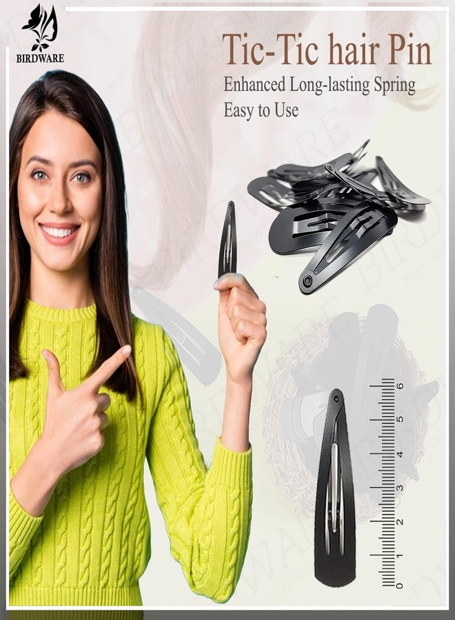 بيردوير مجموعة دبابيس الشعر BIRDWARE Premium Hair Accessories Tiktak باللون الأسود للفتيات والسيدات، عبوة من 12 قطعة (6 أزواج، 5 سم) - Image 2