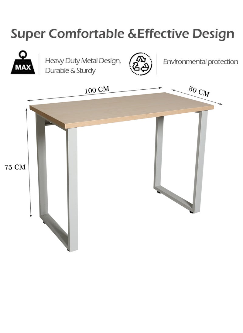 RIGID - RIGID Modern Computer Desk Table top Maple & Grey Legs - Image 1