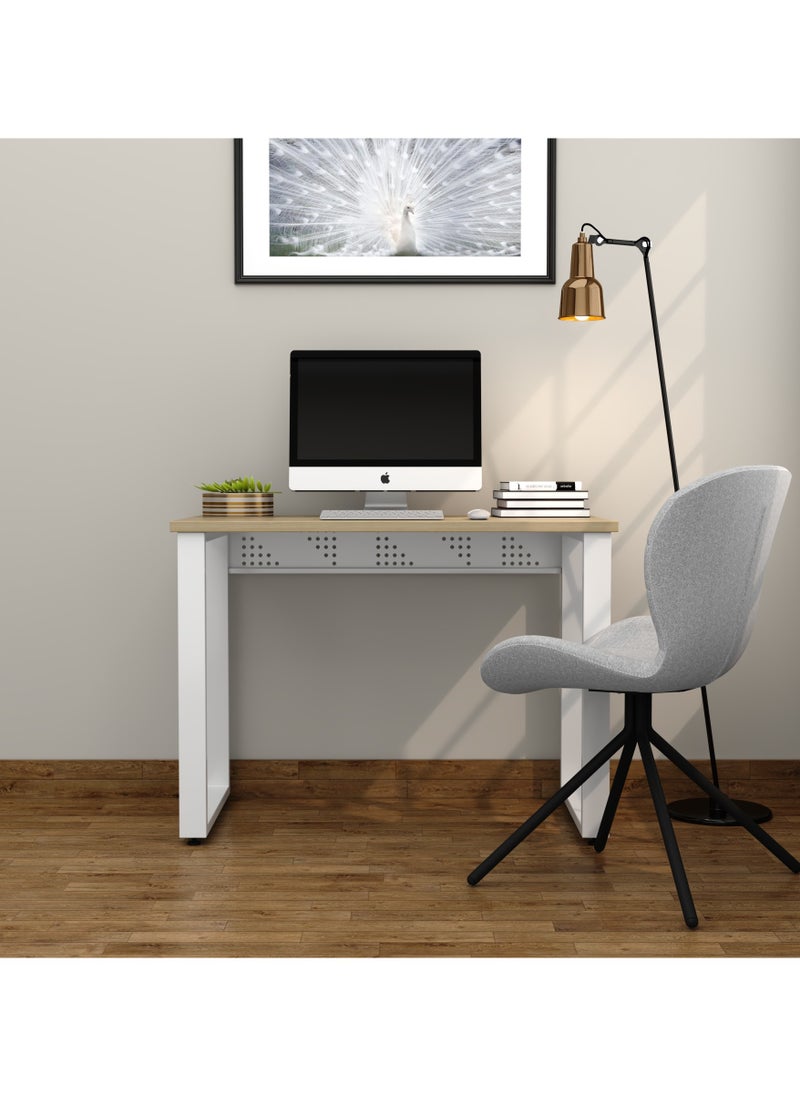 RIGID - RIGID Modern Computer Desk Table top Maple & Grey Legs - Image 1