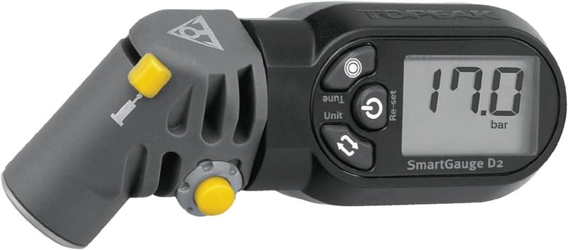 TOPEAK SmartGauge D2 Digital Tire Pressure Gauge – Presta/Schrader Compatible, 250 Psi/17 Bar, Precision Air Pressure Reader with LCD Display for Bikes, Motorcycles & Sports Equipment - Image 1