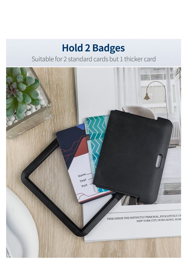 Excefore Sliding ID Badge Holder, Black Horizontal Plastic Card Case, with Clear Window Card Protector Pouch, for Office, School ID, Proximity Key Cards, Driver’s Licenses and Passes (6 Pcs)  - Image 3