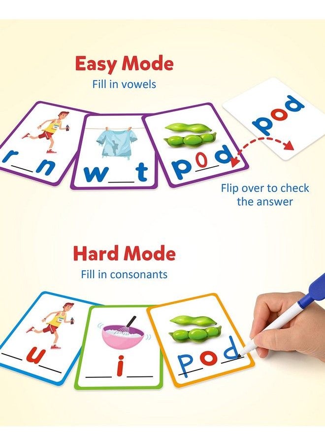 Coogam Short Vowel Spelling Flashcards Learn To Write Cvc Sight Words Color Pattern Handwriting Cards Fine Motor Montessori Educational Toy Gift For Kids 3 4 5 Years Old  - Image 3