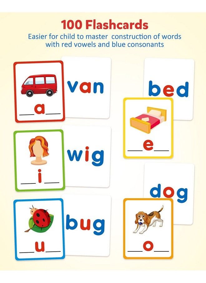 Coogam Short Vowel Spelling Flashcards Learn To Write Cvc Sight Words Color Pattern Handwriting Cards Fine Motor Montessori Educational Toy Gift For Kids 3 4 5 Years Old  - Image 4