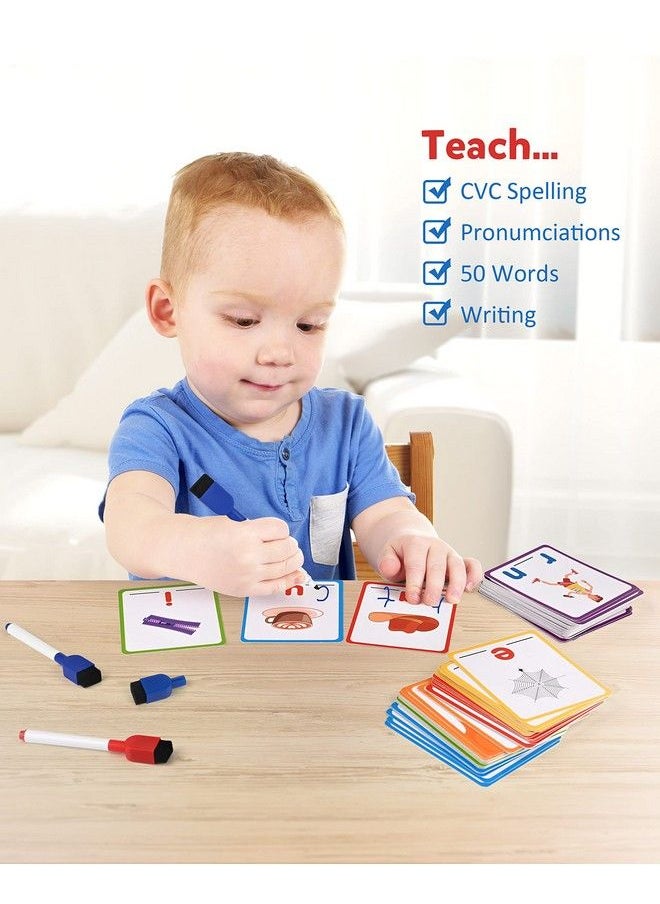 Coogam Short Vowel Spelling Flashcards Learn To Write Cvc Sight Words Color Pattern Handwriting Cards Fine Motor Montessori Educational Toy Gift For Kids 3 4 5 Years Old  - Image 5