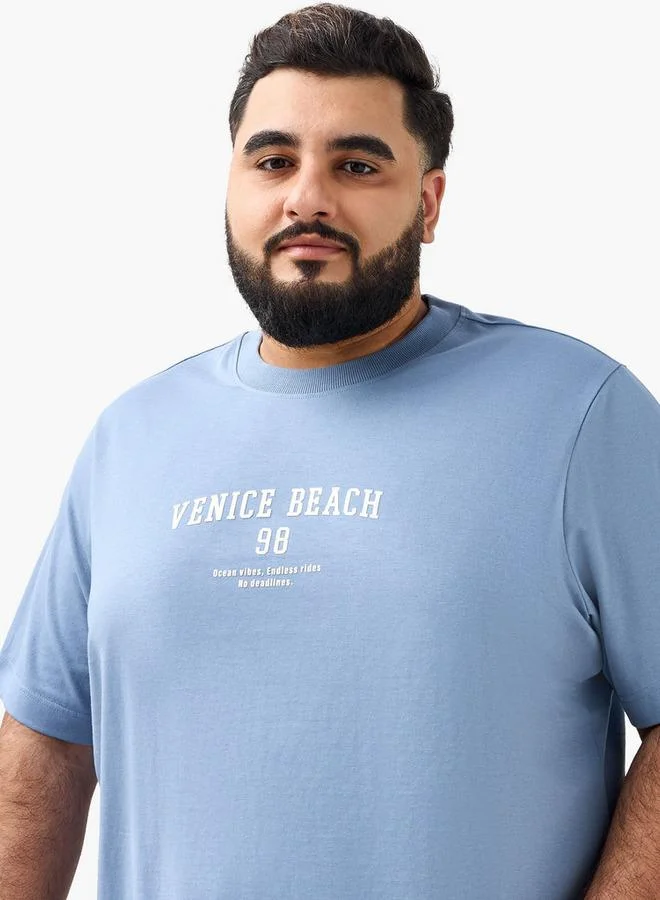 Maxim  Men Regular Fit Crew Neck Short Sleeve Slogan Print T shirt for Men | Best Price UAE
