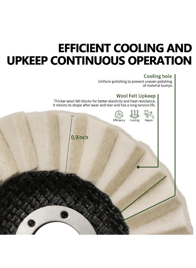 Generic 5 PCS Wool Polishing Wheel Type 27 Flap Disc Set, 5 Inch x 7/8 Very Fine Felt Polishing Pads, Wool Buffing Wheels, Angle Grinder Attachments, Fast Heat Dissipation - Image 3