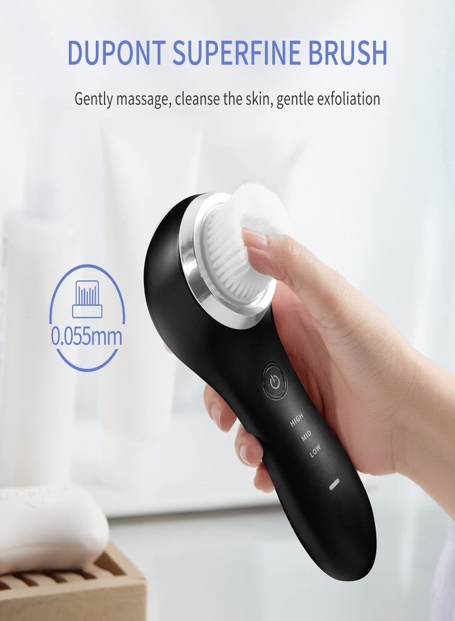 COSBEAUTY Face Scrubber Exfoliator Sonic Facial Cleansing Brush with 5 Interchangeable Brush Head,Face Brush Cleanser for Men IPX7 Waterproof,Wireless Rechargeable for Massaging,Deep Cleansing(Black) - Image 4