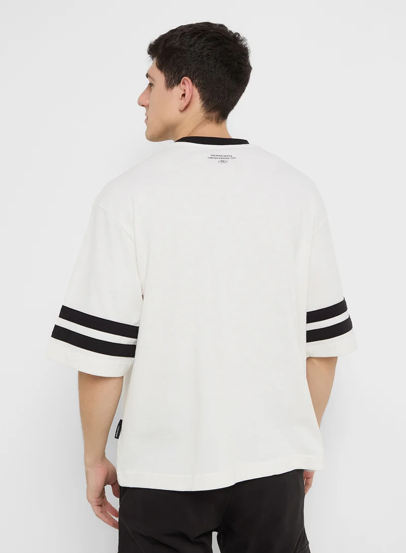 JACK & JONES Jcoretreat Contrast Striped Short Sleeve Crew Neck