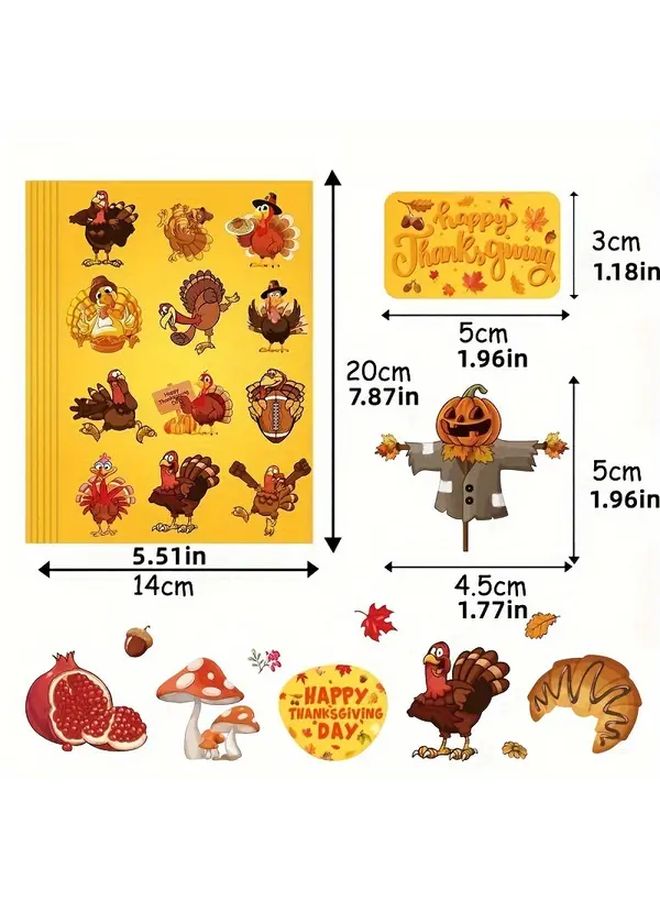 Yellow Thanksgiving Turkey Reusable Vinyl Stickers With Glitter For Party And Window Decor - Image 3