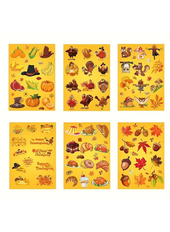 Yellow Thanksgiving Turkey Reusable Vinyl Stickers With Glitter For Party And Window Decor - Image 5