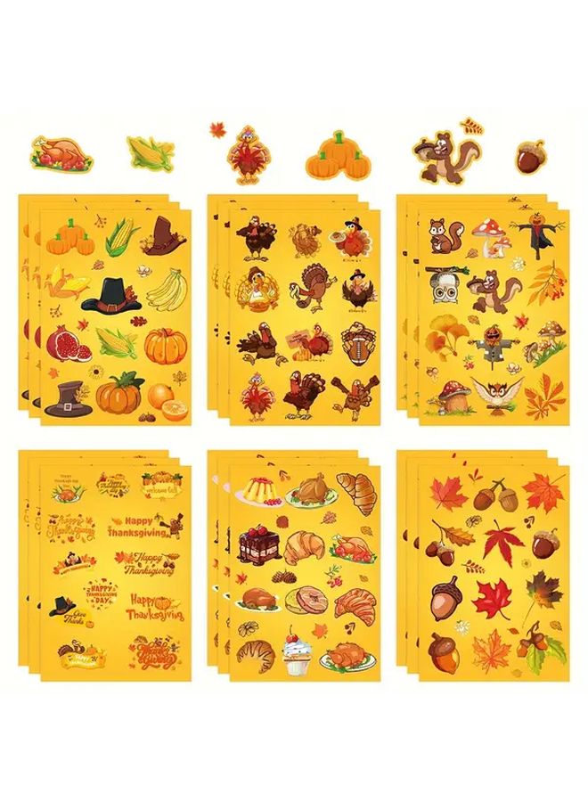 Yellow Thanksgiving Turkey Reusable Vinyl Stickers With Glitter For Party And Window Decor - Image 1